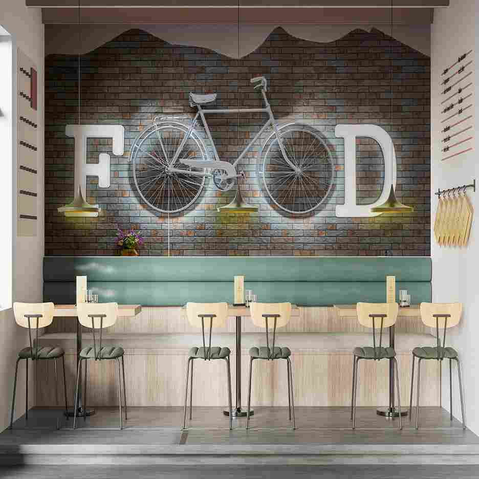 Restaurant decorative wallpaper design